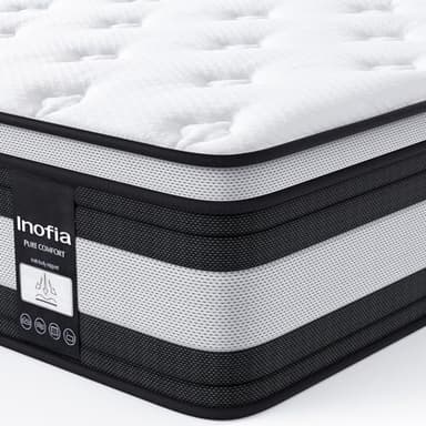 Inofia Matelas NidFrais 160x200 cm, épaisseur 28 cm H3/H4, 7 Zones ergonomiques, certifié Oeko-Tex, Matelas à Ressorts ensachés en Coton Biologique, essai de 100 Nuits.