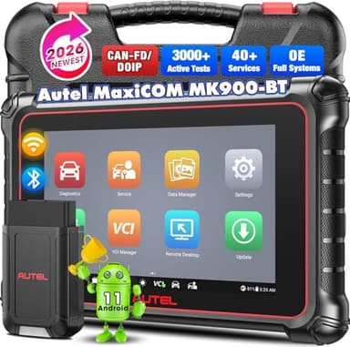 Autel MaxiCOM MK900BT Valise Diagnostic Auto: 2026 V2.0 OBD2 Diagnostic Bidirectionnel, Ver Sans Fil du MK900 MK808S MK808BT MX808S MK808Z, 40+ Services, 3000+ Tests Actif, DOIP CANFD, Tous SYS, OS 11
