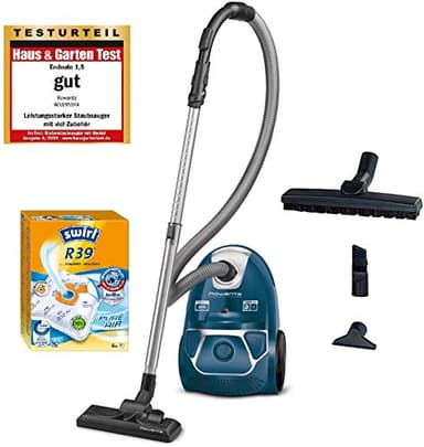 Rowenta Aspirateur ultra silencieux 750 W = 2000 W avec sac, filtre hygiénique, embout pour parquet - Bleu avec sac Swirl Bodenstaubsauger bleu