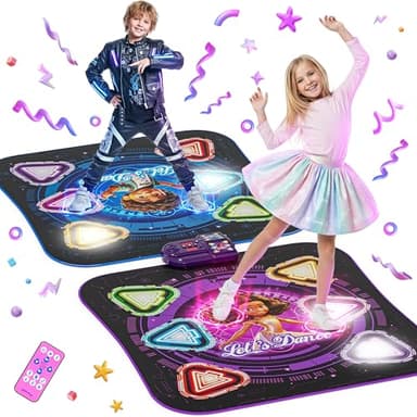 2-Joueurs Tapis de Danse pour Enfants Fille 3-12 Ans, Jouets Tapis de Danse lumineux à 12 Boutons avec Musicaux et Bluetooth, Cadeau D'anniversaire et Noël pour Garçons Filles 5 6 7 8 9 10 11 12 Ans