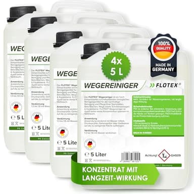 Flotex® nettoyant routier concentré, 4 x 5L nettoyant pour pierres pour terrasses et pavages