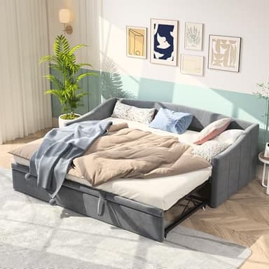 Générique Lit rembourré canapé-lit escamotable Confort 90/180x200 cm avec sommier à Lattes Lit Multifonctionnel avec Tissu Velours Doux pour la Peau Parfait pour Les Petits espaces, Gris