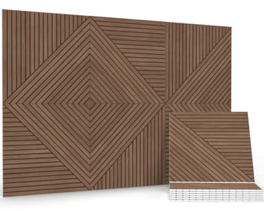 JBER Lot de 6 panneaux acoustiques, autocollants et décoratifs, insonorisants, pour bureau, studio d'enregistrement, salon, chambre à coucher, 180 x 120 cm, teck