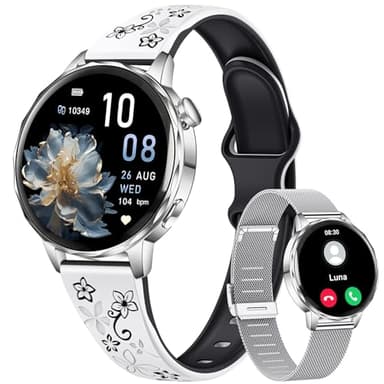 CIVO Montre Connectée Femme Fitness: Argent Acier Inoxydable Etanche Podometre - Appel Bluetooth Smartwatch Fille Compatible Android iOS Cadeau pour Mère Épouse Meilleure Amie Fille