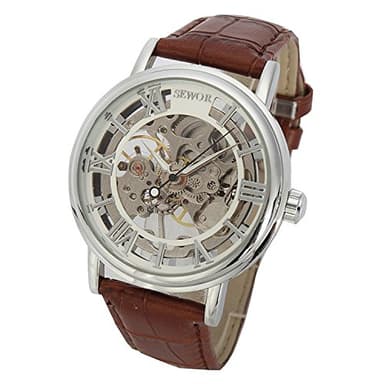 SEWOR Montre mécanique à remontage Manuel avec Squelette Transparent Style Vintage (Blanc)