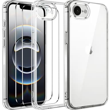 ivoler Anti-Jaunissement HD Clair Coque pour iPhone 16e 6.1 Pouces avec 2 Pièces Verre Trempé, [Protection Militaire] Transparente Étui de Protection Antichoc Mince Bumper Housse