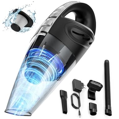 Aspirateur à Main, 120W Portable Mini Aspirateur Voiture sans Fil, Multifonctionnel Aspirateur Voiture Puissant avec Filtre Lavable HEPA pour Canapé Maison Voiture Bureau Table