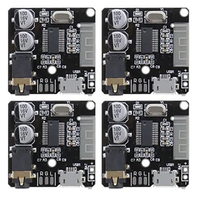 The Lord of the Tools 4pcs MP3 Audio Bluetooth 5.0 Carte Récepteur Haut-Parleur de Voiture Amplificateur Audio 3.7V-5V Bluetooth Récepteur Audio Carte de Décodage 3x3cm/ 1.18x1.18 Pouces