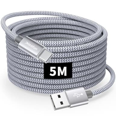 CLEEFUN 5M Extra Long Cable USB C, Premium Nylon USB 2.0 Câble USB A vers USB C, Résistant Chargeur Type C pour Samsung Galaxy Note Tab, Moto Xperia Pixel, Plus de Smartphone et Tablette USB-C