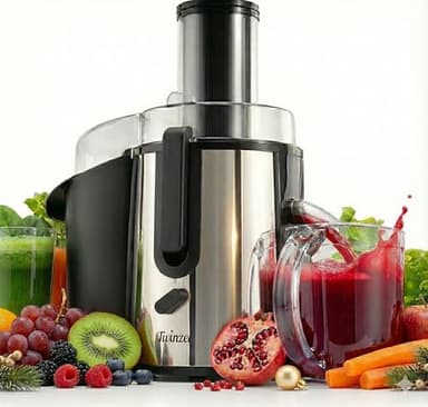 Twinzee Extracteur de Jus de Fruits et Légumes 850W – Centrifugeuse avec Goulot de 75 mm et 2 Vitesses