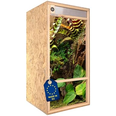 ITA Terrarium Haut 60x120x60 cm avec Ventilation Frontale & hygromètre intégré - Terrarium en Bois OSB-3 - pour Reptiles, Serpents, Amphibiens - Produit UE, certifié FSC