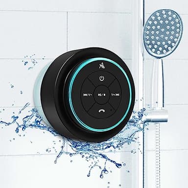 Xleader Mini Enceinte Bluetooth Salle De Bain IPX7 Certified Waterproof Enceinte Portable Bluetooth Speaker avec Micro Et Ventouse pour La Salle De Bain,Cadeaux électroniques pour Homme Femme