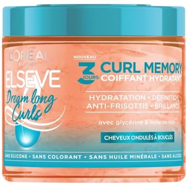 L’ORÉAL PARIS - Gelée Coiffante Définition Boucles 3 Jours Curl Memory - Cheveux Ondulés à Bouclés - Huile de Ricin & Glycérine Végétale - Sans Silicone - Elseve Dream Long Curls - 400 ml