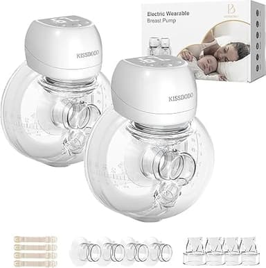 Tire Lait Electrique Révolutionnaire 193g - KISSBOBO Tire Lait Electrique Main Libre sans fil Savec 3 Modes 9 Niveaux,Confort optimal avec fonction minuterie 21/24 mm (Blanc 2 Pièces)