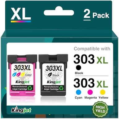 Cartouches 303 XL Noir et Couleur compatibles avec Cartouches HP 303 303 XL 303XL Noir et Couleur Encre pour HP Envy Photo 6230 6220 7830 6232 6234 7130 7134 (2 Pack)