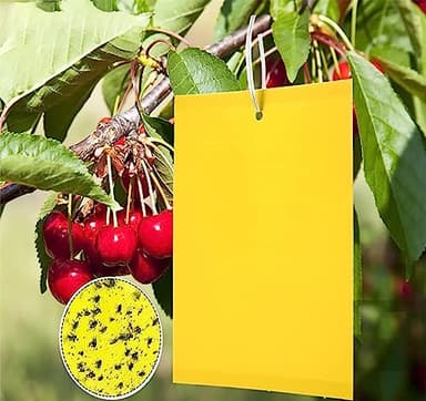 LSRVNM 50 Pièces Pièges à Insectes, Jaune Mouche Collant Piege Mouche Double Face, Piege Moucheron Fruit Fly Trap, Piège Mouche Cerisier, Anti Mouches, Pucerons, Mites pour Jardin Plante Fleur Fruits