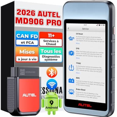 Autel MaxiDiag MD906PRO Valise Diagnostic Auto: 2025 Bluetooth Ver. de MaxiCOM MK808S MX808S, Successeur de MD808PRO MD806 OBD2 Diagnostic Voiture, FCA SGW CAN FD, 11 Services, Sans Frais d'Abonnement