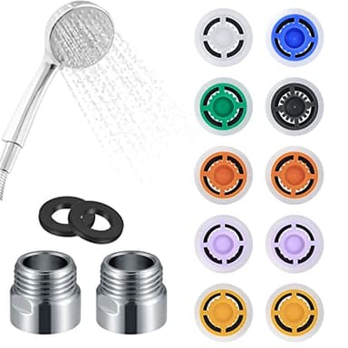 Lot de 14 Douche Limiteur de Réducteur de Débit Réglé, Limiteur d'Économie d'Eau, Limiteur de Douchette Réducteur de Débit de Robinet Économiseur de Pommeau de Douche, 4L/ 5L/ 6L/ 7L/ 8L/ 9L/ 12L