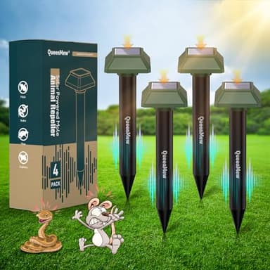 Anti Taupe Ultrason 4-Pack, Repulsif Taupe Solaire Piege a Taupe pour Jardin Cour, 700 M² Étanche Extérieur Intérieur Ultrason Souris et Rats Répulsif pour Serpent pour Lapin Écureuil Raton Laveur