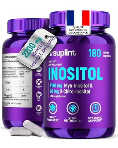Complexe Inositol avec Acide Folique – 2200 mg Myo- & D-Chiro-Inositol – SOPK & Soutien du Cycle, Équilibre Hormonal – 180 Gélules Véganes – Haute Biodisponibilité – Testé en Laboratoire (1 Pack)