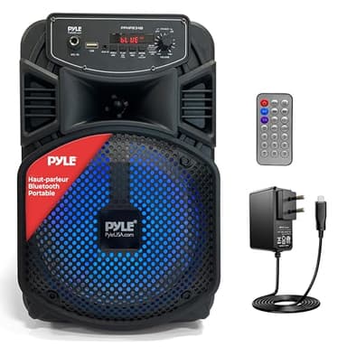 Pyle Enceinte Bluetooth Puissante -300W Enceinte Sono Portable Extérieure/Intérieur Rechargeable avec Caisson de Basses, Tweeter, Entrée Microphone, lumières de fête, MP3/USB, Radio, télécommande