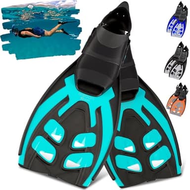 Khroom® Taille 36-47 Palmes de plongée en apnée réglables pour Adultes | La Meilleure qualité Made in Italy | Palmes de plongée, Palmes de Natation (Turquoise, 42-47)