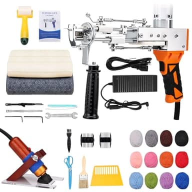 ZOWWFAST Kit de pistolet à touffeter pour tapis avec kit de débroussailleuse pour tapis, pistolet à tapis avec affichage de la vitesse numérique (orange)