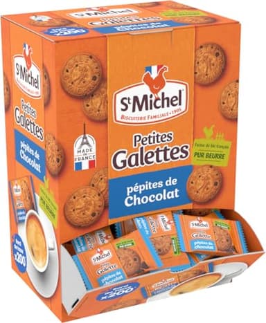 St Michel - Petites Galettes Pépites de Chocolat - 200 Sachets Individuels, Idéal pour accompagner le café
