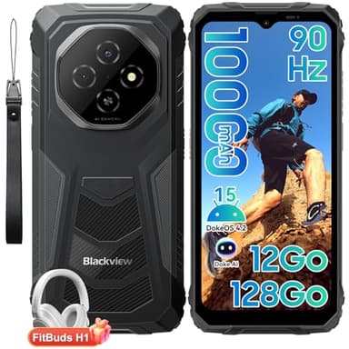 Blackview Fort 1 Android 15 Téléphone Portable Incassable 2025, Batterie 10000mAh Smartphone Incassable, 12Go+128Go/2To TF, 6.56''HD+, Doke AI, IP68/IP69K/NFC/GPS/OTG/Fingerprint/2 Ans Garantie