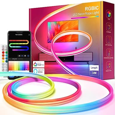 Beaeet Ruban LED Néon 3M RGB+IC avec Bande LED de 288 LED pour chambre et Gaming, Contrôle Wifi APP et Compatible avec Alexa, Ambiance LED Multicolore pour Mariages, Fêtes, Anniversaires et Noël