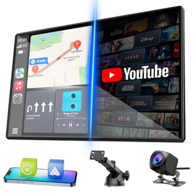 LAMTTO 3 en 1 Net-flix Carplay Voiture avec Youtube Tiktok Spotify, 9 Pouces Tactile Ecran Android Auto Caméra de Recul GPS Navigation Assistant Vocal Bluetooth AUX FM OTA