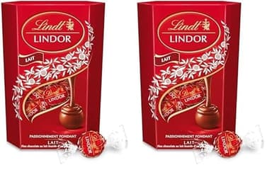 Lindt - Cornet LINDOR - Chocolat au Lait - Cœur Fondant, 200g (Lot de 2)