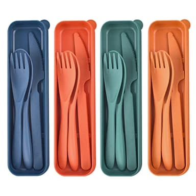 Noewmub Couvert Pique Nique, Ensemble de Couverts de Camping, Couvert Plastique reutilisable, pour Le Travail, Voyage, l'école, Le Pique-Nique, Le Camping ou Une Utilisation Quotidienne