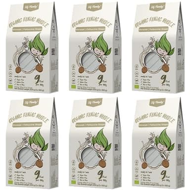 Bio Konjac Pates Vegan Sans Gluten/Prêt à l'Emploi/Sans Rinçage 270g x6 Box (12 Pack), Elf-Family Shirataki de Konjac Nouille de Konjac/Keto/Faible en Calories/Sans Sucre -Fettuccine