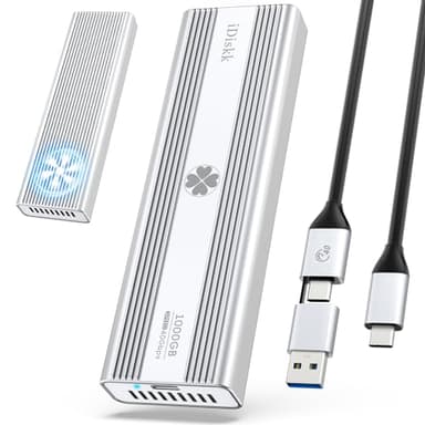 iDiskk Disque Dur Externe SSD M.2 NVMe 40 Gbit/s 1 to Professionnel Robuste en Aluminium USB-C – Jusqu'à 3000 Mo/s, Thunderbolt 3 (40 Gbit/s), USB-C (10 Gbit/s), Compatible avec USB 4/3.2/3.1/3.0/2.0