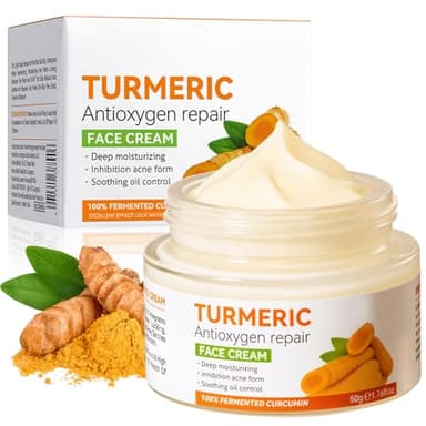 Crème Visage au Curcuma et à la Vitamine C, Crème au Anti Taches, Hydratant Anti-Âge, Cream Éclaircissante pour Les Taches Brunes, Les Rides, Cream Réparatrice, Hydratant et Apaisant, Radiant, 50g