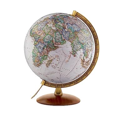 Tecnodidattica – Globe National Geographic Edge Executive | Cartographie physique et politique en style antique | Lumineux | Socle en bois et méridien en métal | Textes en français | Diamètre 30 cm