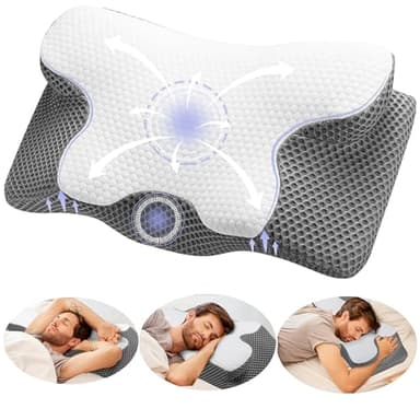 YunNasi Oreiller Ergonomique Cervical Memory Foam Oreiller Memoire Forme Oreiller Orthopédique de Forme pour Les Dormeurs sur Le Côté, Le Dos et Le Ventre (Style1:60 * 34 * 13/10cm)