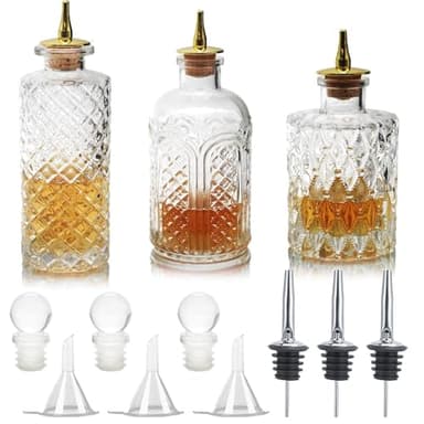 SuproBarware Bitters Bouteille pour cocktails – Bouteilles en verre avec bouchon de tableau de bord, idéal pour barman, bar à domicile