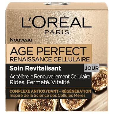 L’Oréal Paris – Crème de Jour Age Perfect Renaissance Cellulaire – Soin Revitalisant Rides, Fermeté & Vitalité – Au Complexe Antioxydant Protecteur - Tous Types de Peaux – 50 ml