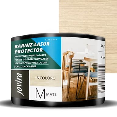JOVIRA PINTURAS Vernis Lasur Matt Protector à l’eau. Protège, décore et embellit tous les types de bois. (375 Millilitres, Incolore)