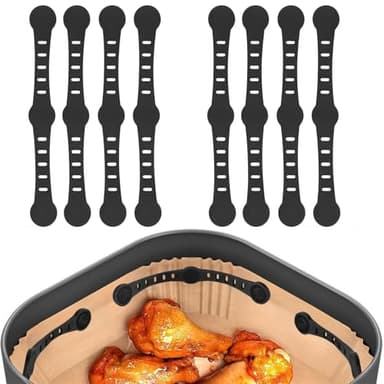 Silicone Aimant Air Fryer, 8 Pièces Magnétique en Silicone Papier Cuisson pour Friteuse à air Chaud Accessoire Airfryer, Papier Sulfurisé Cuisine Boucle Magnet pour Ninja Cosori Phlips Panasonic
