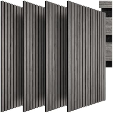 tectake® Lot de 4 panneaux acoustiques muraux et pour plafond, en Bois MDF, 120 x 60 x 2,1 cm par panneau mural decoratif pour isolation phonique Chambre, Bureau, Studio de musique Decoration murale