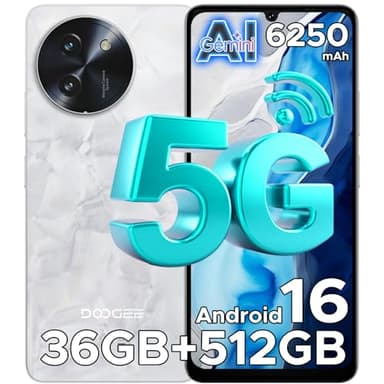DOOGEE Note59 Pro+ 5G Smartphone Android 16,Smartphone 36Go RAM (12+24) + 512Go, 6.75" HD+ 120Hz &6250mAh,UNISOC T8200 Telephone Portable, Caméra 50MP 4K,Face + Finger ID/NFC/Widevine L1/OTG,Blanc