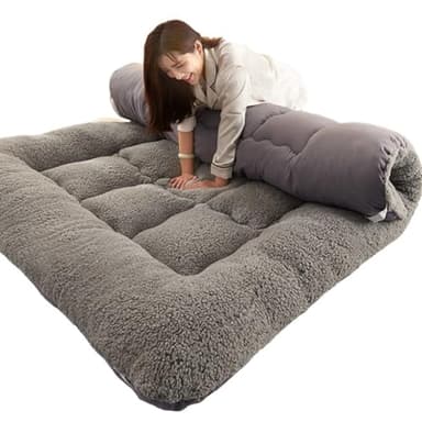 Matelas futon japonais doux portable pour adultes, matelas de camping shiatsu yoga, gris, grand lit, pour dortoir d'étudiant et usage domestique
