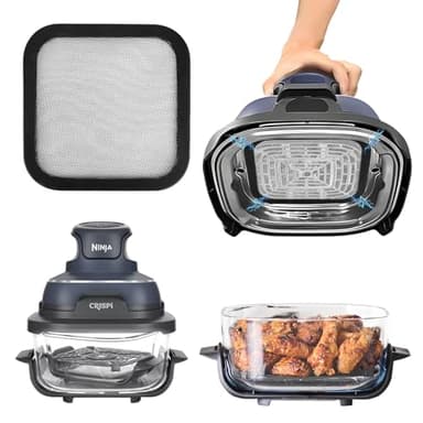 Magnétique Grille Anti Projection Accessoires pour Ninja CRISPi Friteuse Sans Huile Portable, 3,8L, 4-en-1 FN101EUGY,Grille Anti Eclaboussure pour Airfryer, Silicone Protection pour Friteuse à Air