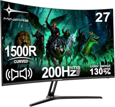 Minifire Gaming Curved Monitor 27 Pouces MFG27C1 200Hz 1Ms 130% sRGB Monitor avec Sprecher 1920 * 1080 VA Panel （MFG27C1 avec câble HDMI）