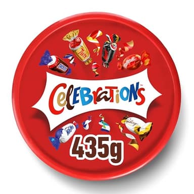CELEBRATIONS - Boîte Cadeau en Métal - Assortiment de Chocolats au Lait à Partager - Coffret Noël - Chocolats à Offrir - SNICKERS, TWIX, MARS, MALTESERS, BOUNTY et autres - 435g