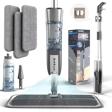 Balai serpillère avec Fonction de pulvérisation, Balai pulvérisateur Rotatif à 360 ° avec 3 tampons en Microfibre lavables, réservoir d'eau de 500 ML, 1 Support pour serpillère, serpillère pour