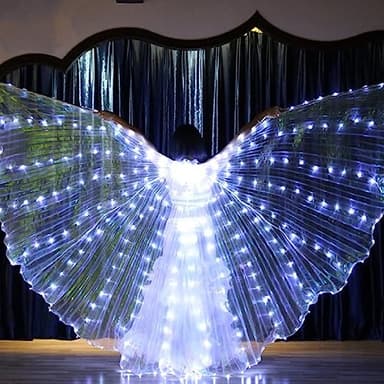 LED Isis Ailes LED 360 ° pour adultes avec baguettes télescopiques de 20 à 100 cm pour danse du ventre, carnaval, danse du ventre, carnaval, blanc